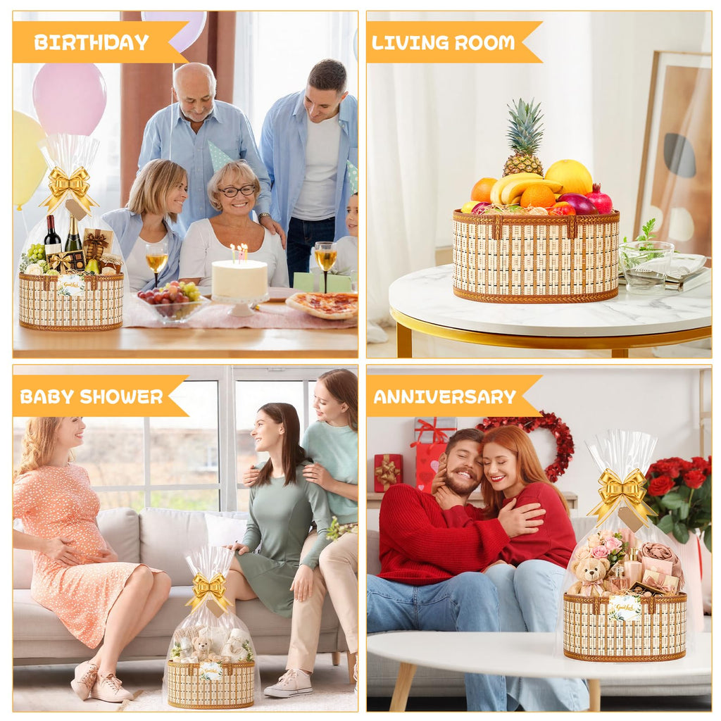 2 Set Large Baskets for Gifts Empty (Gold)