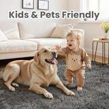 8x10 Grey Shag Area Rug, Ultra Soft Fluffy Non-Slip Plush Carpet for Bedroom Nursery Kids Room