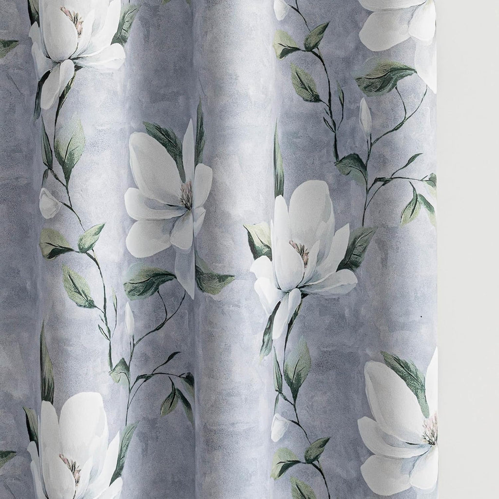 Floral 95% Blackout Curtains 84 Inches Long 2 Panels Set for Living Room - Thermal Insulated Black Out Flower Pattern