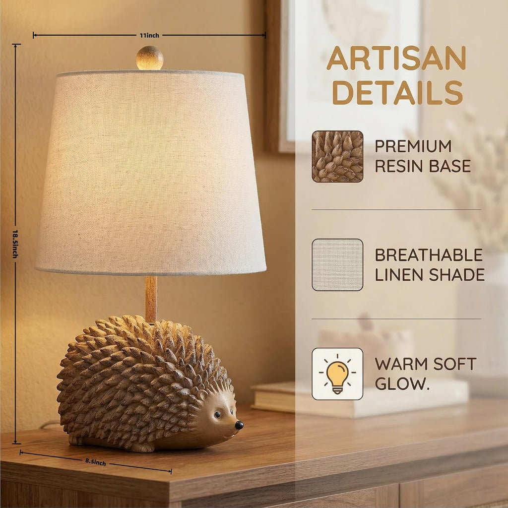 Hedgehog Table Lamp.Resin Woodland Animal Accent Lamp