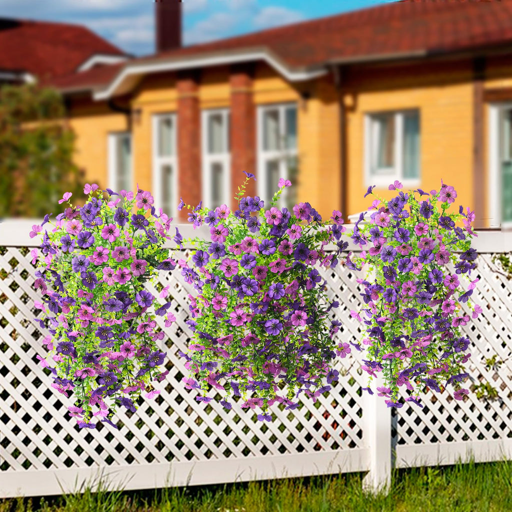 Artificial Hanging Flowers for Outdoors Spring Decoration, 2PCS Silk Fake Daisy Realistic Outdoor Flowers UV