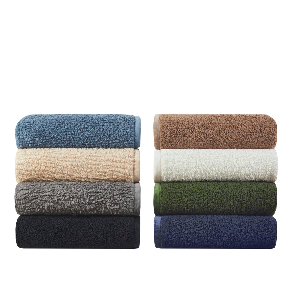 Burlington Berber Blanket Super Soft, Cozy Lightweight Cover with Luxurious Velvet Binding, Modern Trendy All Season