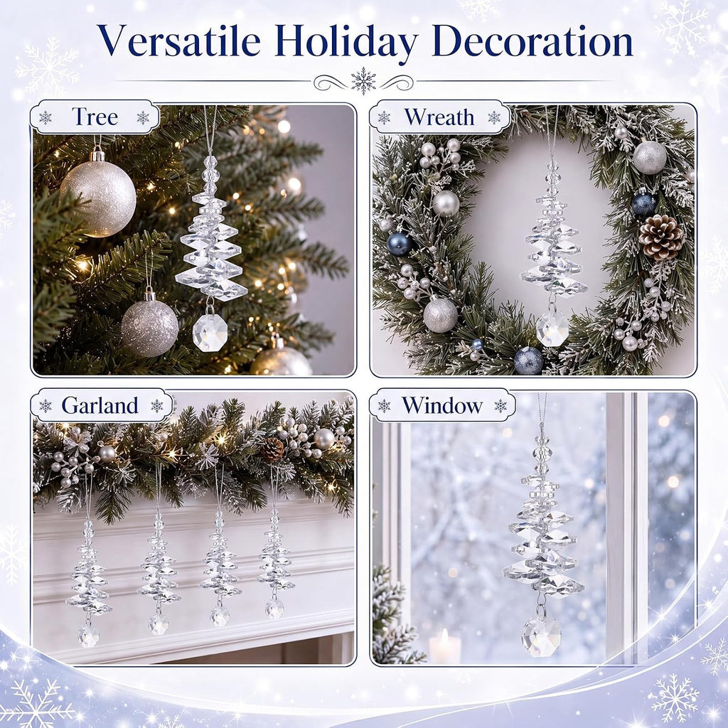 Christmas Tree Decoration Crystal Hanging Ornaments - Set of 24