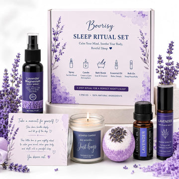 Lavender Self Care Gift Set for Women Relaxing Sleep Ritual Spa Kit