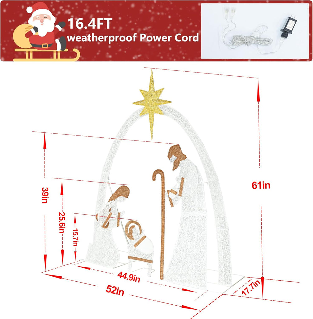 Lighted Nativity Scene Outdoor Christmas Yard Decoration Set, White