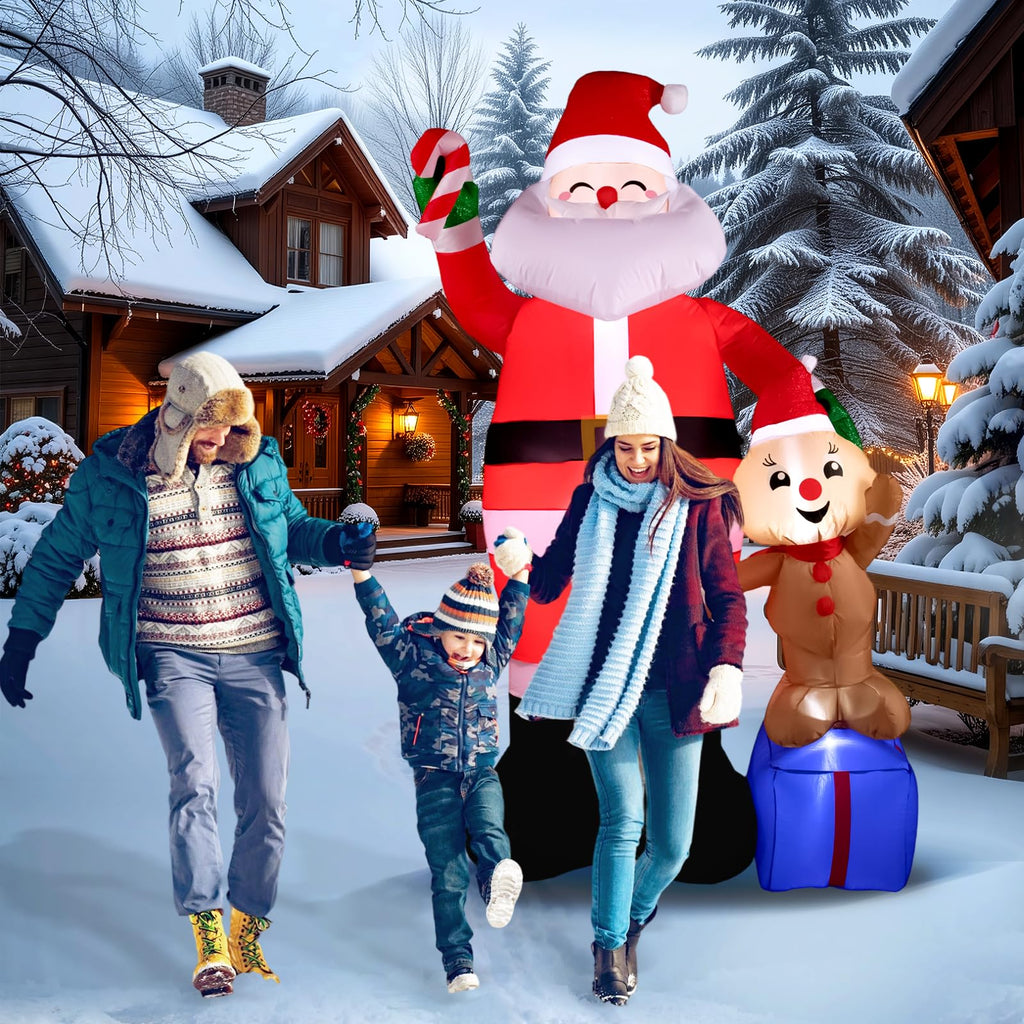 7FT Christmas inflatables - Gingerbread Christmas Decorations with Santa