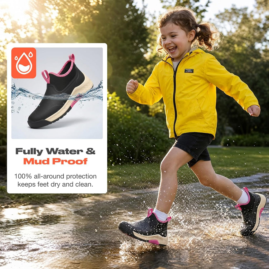 Girls & Boys Waterproof Kids Rain Boots, Lightweight Chelsea Shoes
