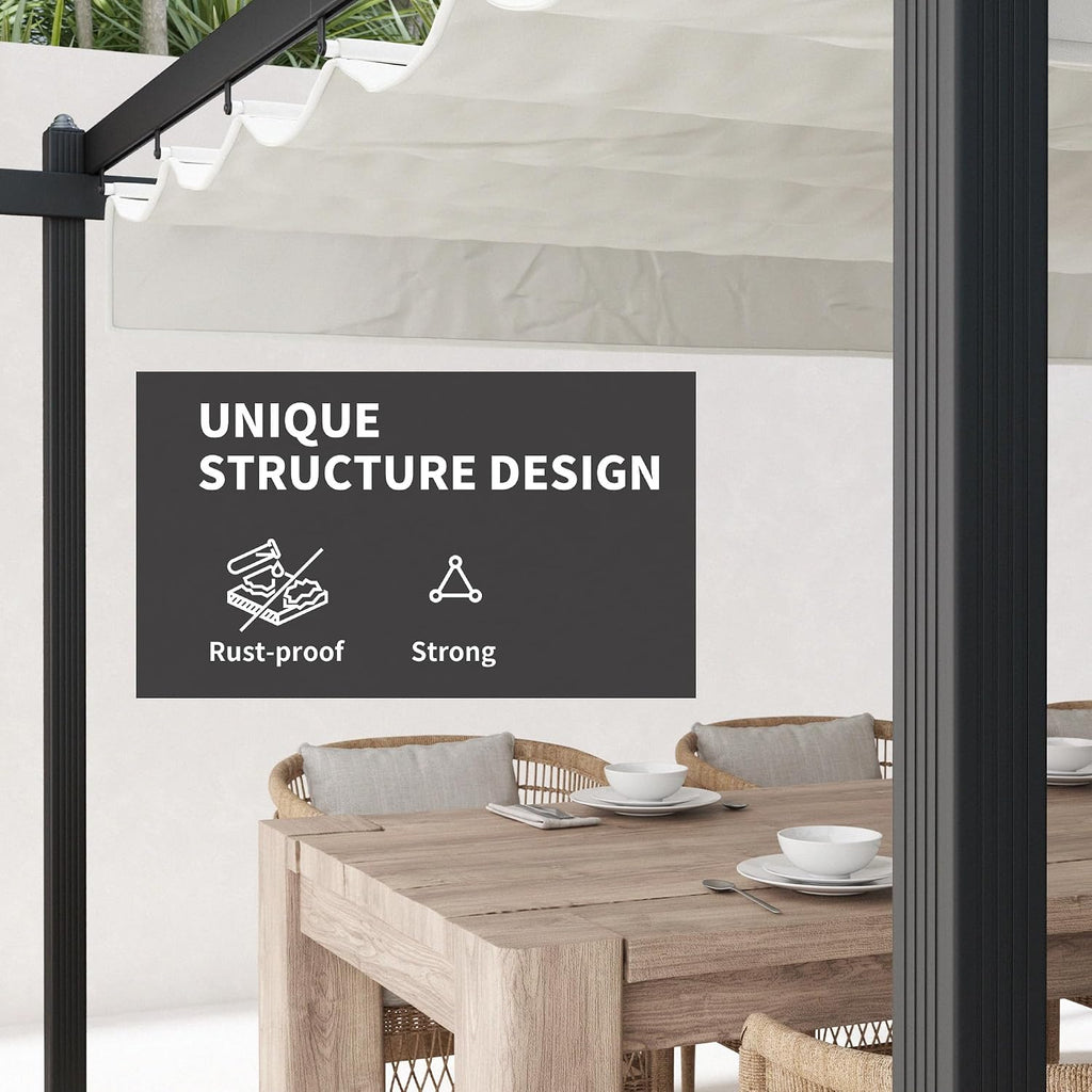 13' x 13' Retractable Pergola Canopy with Stronger Aluminum Frame, Outdoor Pergola Sun Shade Shelter for Garden, Patio