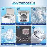 17.8LBS Portable Washing Machine, Full-Automatic Electric Laundry Machine with Stainless Steel Drum, Compact Washer