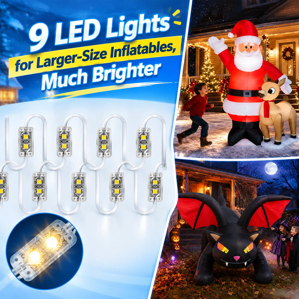 Inflatable fan replacement 12V 1.5A, 9 LED Lights, 2.0A Adapter