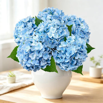 Real Touch White Hydrangea Artificial Flowers 20.5" - Set of 6