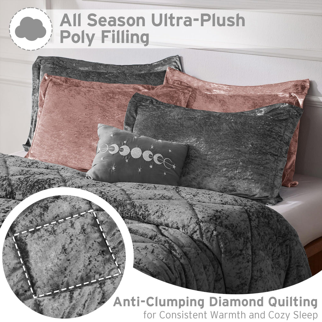 Comforter Set, Velvet Comforter Set, Luxury Diamond Quilting Comforter Set, Fluffy Comforter Bed Set with