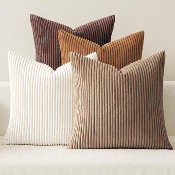 Fall Corduroy Decorative Throw Pillow Covers Brown Series 20x20