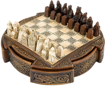 Isle of Lewis Compact Celtic Chess Set 9 Inches - Set of 32