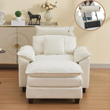 Luxe Oversized Lounge Chair and Ottoman — Beige Chenille