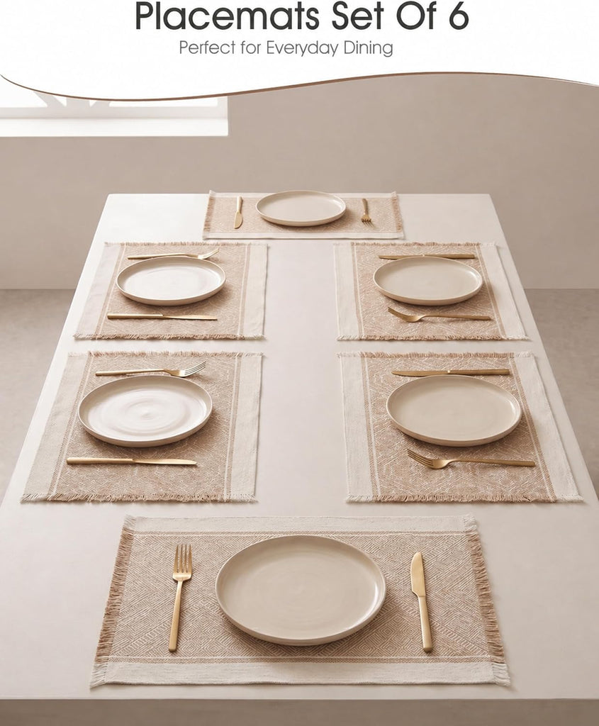 Placemats, 13.8 x 17.7 Inch, Polyester, Jacquard Woven - Set of 6