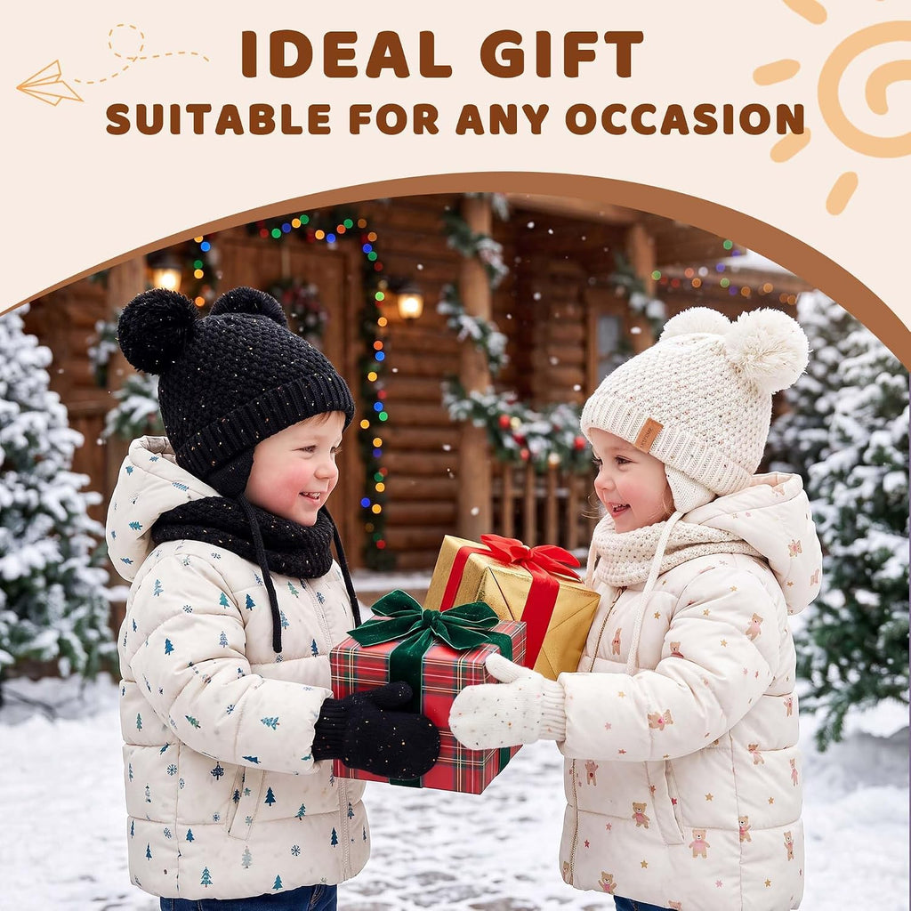Kids Toddler Winter Hats Beanie Mittens Gloves Scarf for 0-4 Year