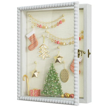 11x14 Deep Shadow Box Frame, Unique Solid Wood Beads Frame, White