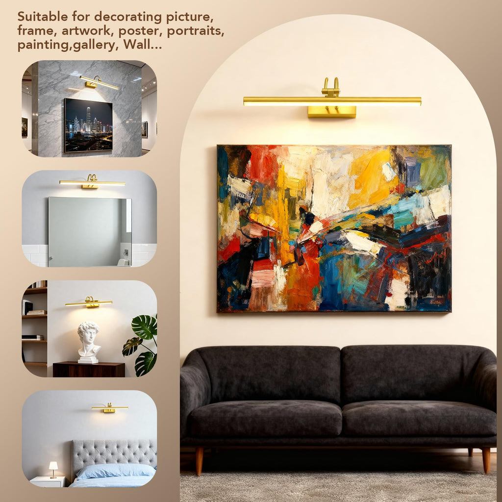 Picture Light,5000mAh Wireless Wall Light,20" Art Light,Plated Gold