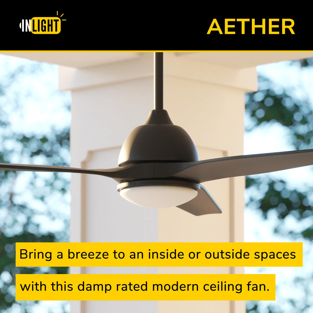 60-Inch Indoor/Outdoor Ceiling Fan with LED Light, Remote, Black