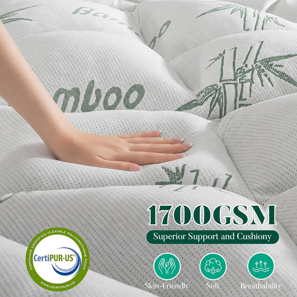 3 inch Memory Foam Mattress Topper Queen Size - Viscose Made from Bamboo Cooling Air Layer for Hot Sleepers,Thick