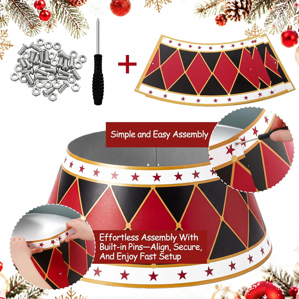 Metal Christmas Tree Collar,28 Inch,Nutcracker,Red