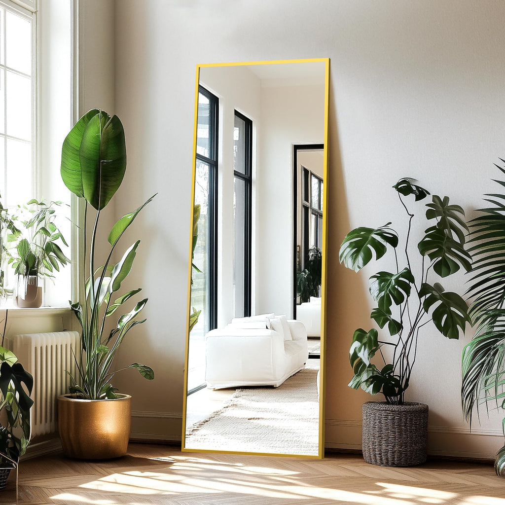 Full Length Mirror with Stand, 69x24 Gold Floor Mirror