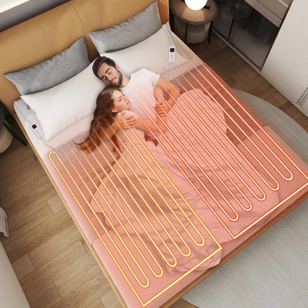 Heated Mattress Pad, Dual Control Electric Mattress Pad Bed Warmer with 9 Heat Settings & 9H Auto Shut-Off