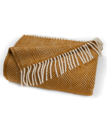 Highland Tweeds Herringbone 100% Pure New Wool Throw (Whisky)
