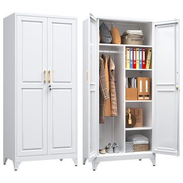 Armoire Wardrobe Closet, 71" H Wardrobe Cabinet with Locking Doors