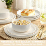 Plates and Bowls Sets, Dinnerware Sets for 4, 12 Pieces Scratch Resistant Dishware Dishes Set