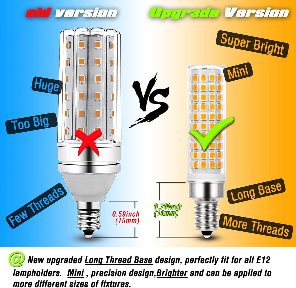 E12 100 Watt Equivalent LED Candelabra Bulbs C7,2700K Warm White