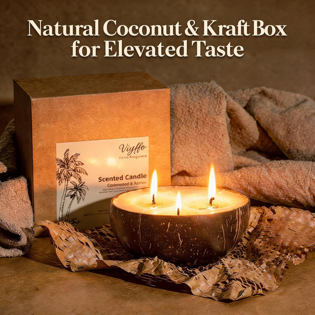 Ocean Breeze Scented Candle, Large 18oz 3 Wick Non Toxic Soy Candles, Natural Coconut Shell Candle, Fresh Airy - Set of 18