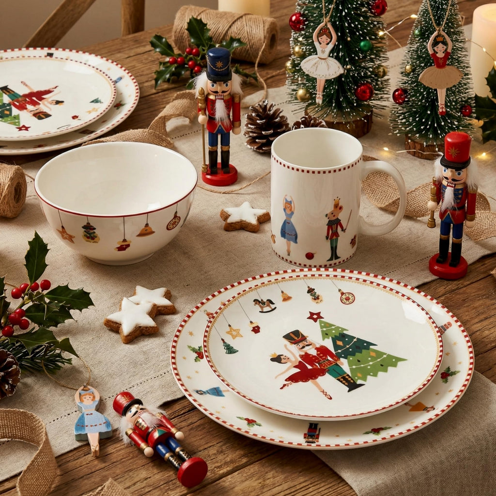 16 Pcs Nutcracker Christmas Dishes Dinnerware Set for 4 Guest