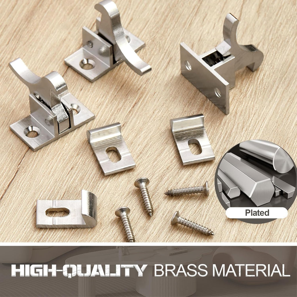 8 Pcs Brass Heavy Duty Cabinet Door Latch Closets Door Elbow Latch Cabinet Latch with Mounting Screws Hardware Window