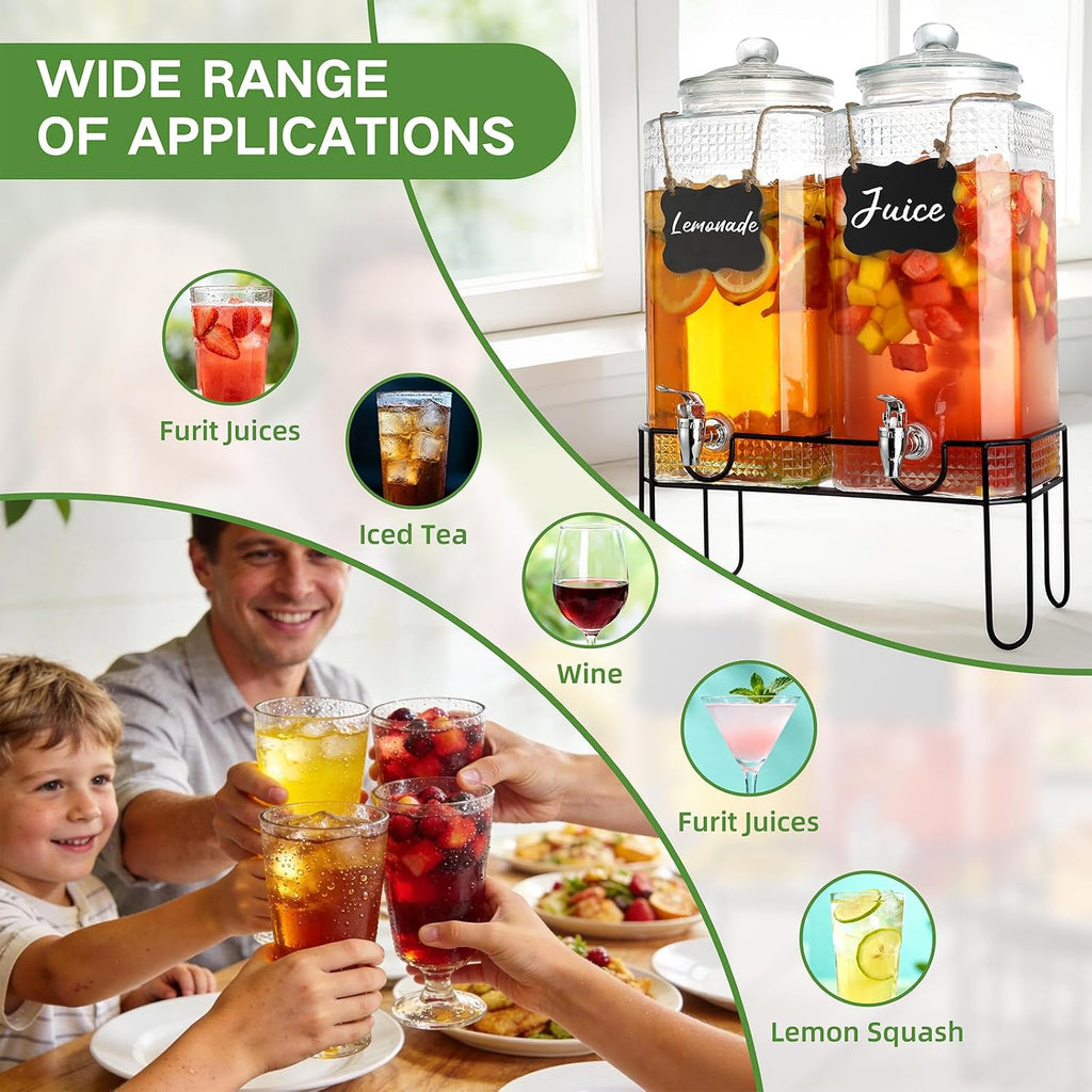 Gallon For Parties,Lemonade Beverage Dispenser With Stand And Spigot For BBQ, Picnic, Party,Laundry Detergent - Set of 2