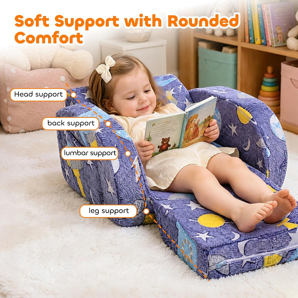 In-1 Kids Couch, Toddler Chair Comfy 1-3 Years Old, Blue