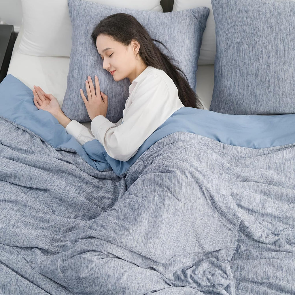 Cooling Comforter King Size, Reversible Cooling Blanket for All Season, Breathable Summer Quilt, Lightweight Soft