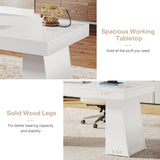 55 Inches Executive Desk, Mid-Century Modern Home Office Desk
