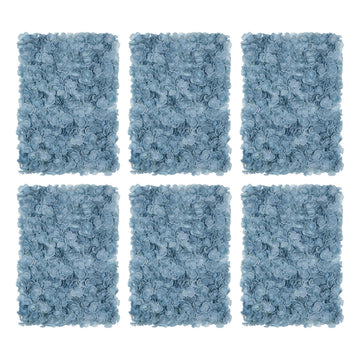 Flower Wall Panel Backdrop - 6 Pcs 24 x 16 Inch Dusty Blue Artificial Hydrangea Floral Backdrop for Wedding Party
