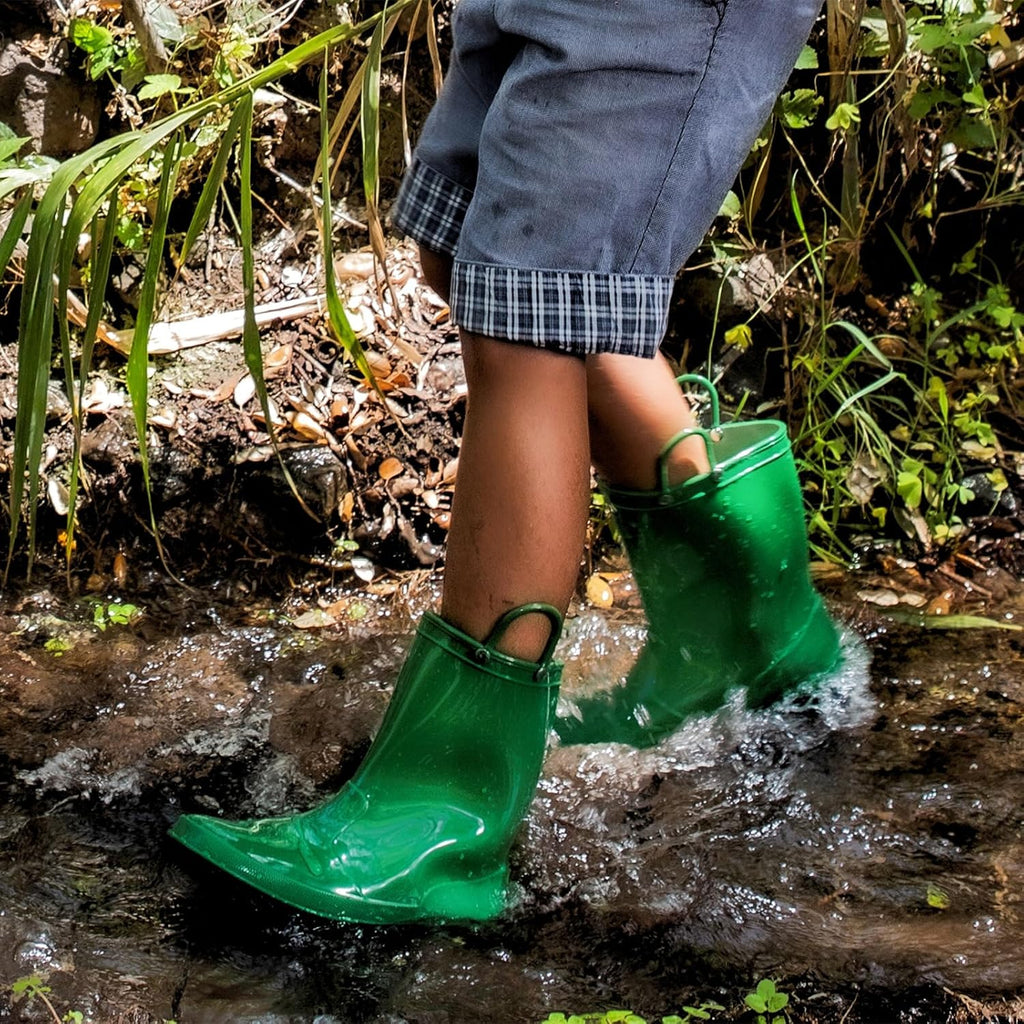 Toddlers Kids Rain Boots Waterproof Mud Shoes with Easy-On Handles