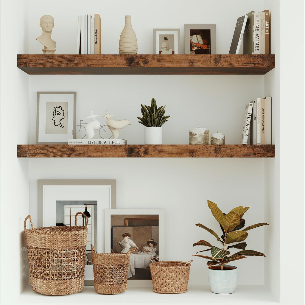 Single Floating Shelves 36x10" Set of 1, Rustic Brown