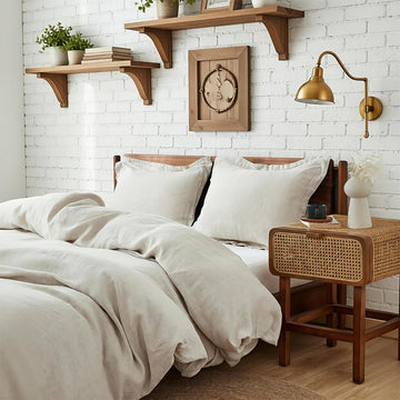 100% Linen Duvet Cover Set 3pcs Basic Style Natural French Washed Flax Solid Color Soft Breathable Farmhouse Bedding
