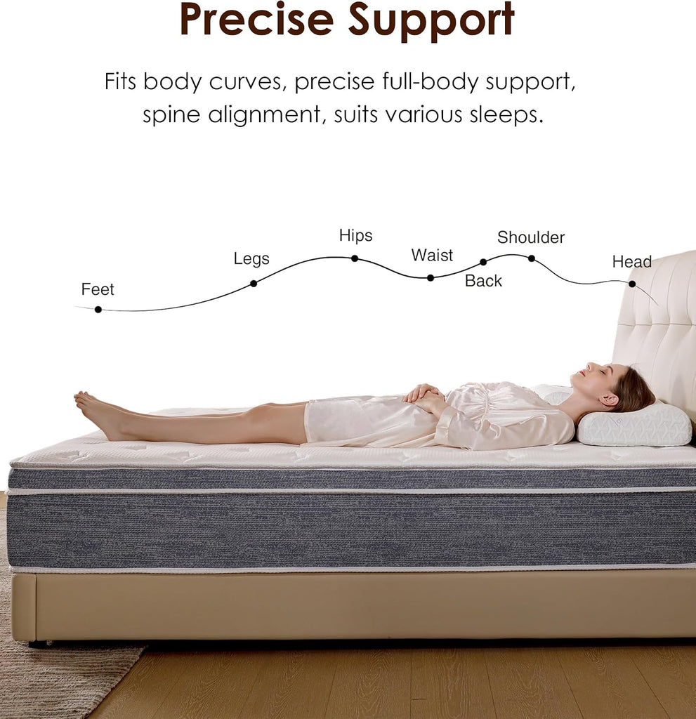 Full Size Mattress 12 Inch, Cooling Hybrid Mattress in a Box | Gel Memory Foam Pocket Springs, Medium Firm