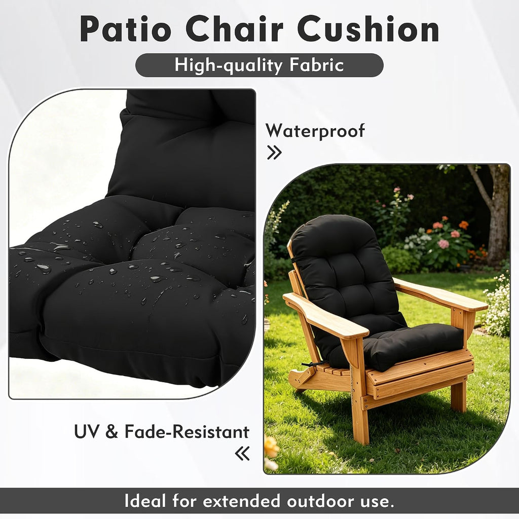 Adirondack Chair Cushion, Rocking Chair Cushion Waterproof, 48x19.7x4.3 inch Patio Cushions with Ties, Thickened High