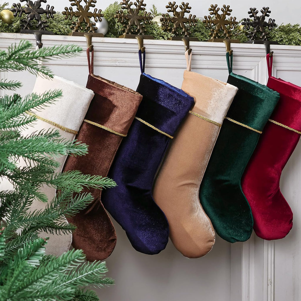 Exquisited Christmas Stockings, 18 Inch Luxury Vintage Thick Velvet Christmas Stockings, Noble Christmas Home - Set of 6