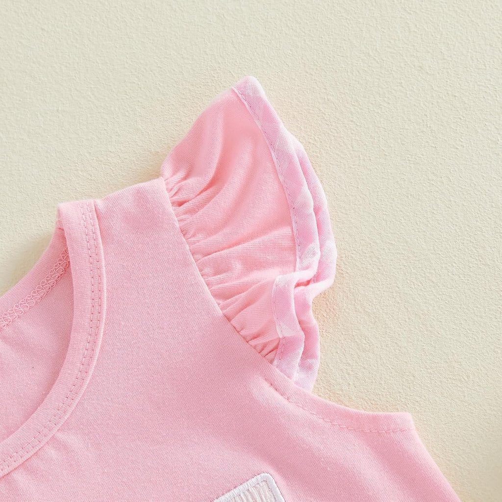 Toddler Baby Girls Summer Clothes Short Sleeve T-shirt Top Ruffle Elastic Shorts 2Pcs Cute Outfits