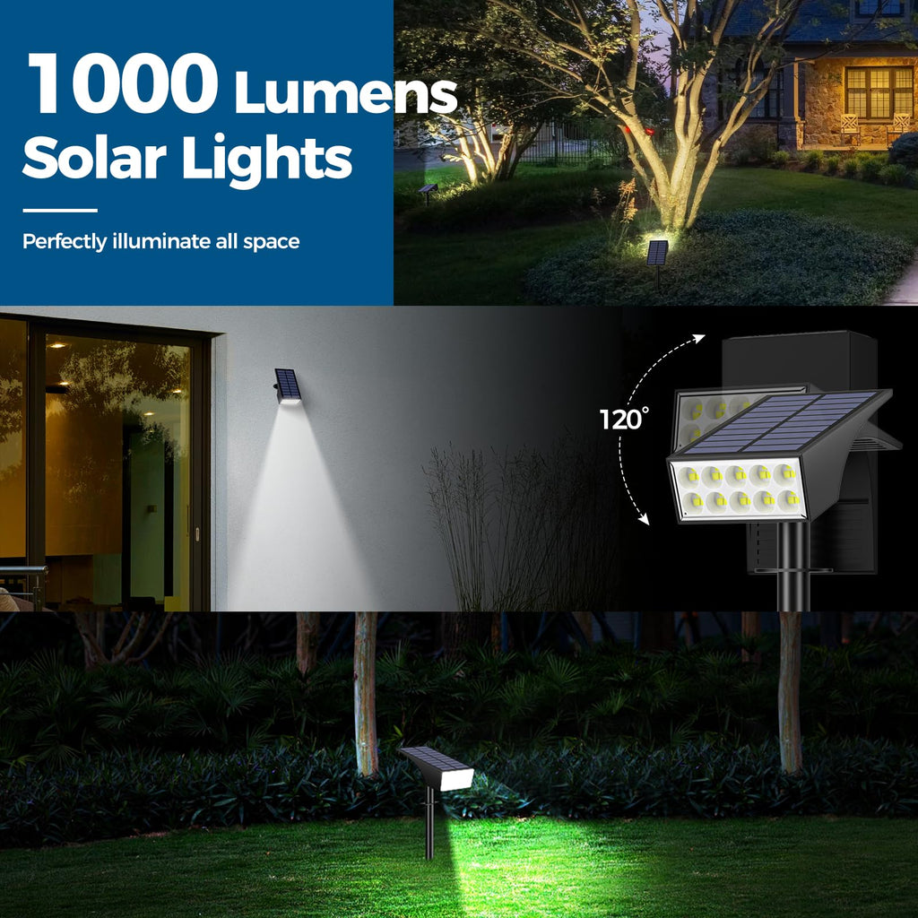 12 Pack Solar Spot Lights Outdoor Landscape Spotlights, Cool White