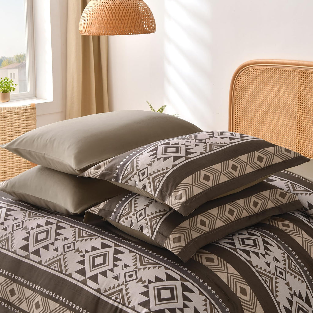 Brown Comforter Set, 7 Pieces Boho Western Bedding Set