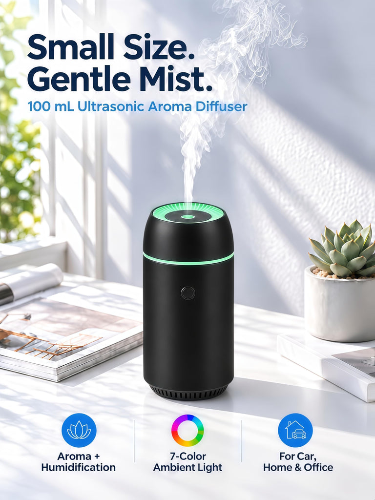 Car Diffuser for Essential Oils Portable Mini Ultrasonic Mist Humidifier 100ml USB Aromatherapy Diffuser Freshener